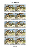 Burundi 2022, Animals, Giraffes IV, Sheetlet IMPERFORATED - Unused Stamps