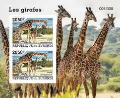 Burundi 2022, Animals, Giraffes IV, Block IMPERFORATED - Neufs