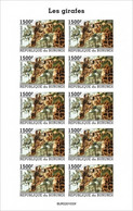 Burundi 2022, Animals, Giraffes III, Sheetlet IMPERFORATED - Neufs