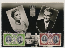 MONACO - Carte Maximum - 5 Valeurs Mariage Rainier III / Grace Kelly - 19 Avril 1956 - Maximumkaarten