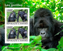 Burundi 2022, Animals, Gorilla III, Block IMPERFORATED - Ongebruikt