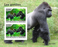 Burundi 2022, Animals, Gorilla IV, Block IMPERFORATED - Neufs