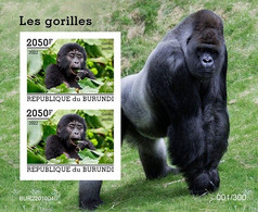 Burundi 2022, Animals, Gorillas II, Block IMPERFORATED - Nuevos