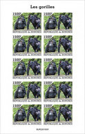 Burundi 2022, Animals, Gorillas III, Sheetlet IMPERFORATED - Unused Stamps