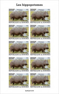 Burundi 2022, Animals, Hippo IV, Sheetlet IMPERFORATED - Unused Stamps