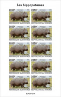 Burundi 2022, Animals, Hippo IV, Sheetlet IMPERFORATED - Neufs