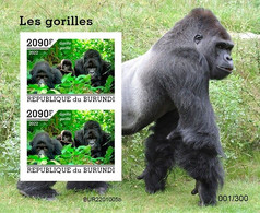 Burundi 2022, Animals, Gorilla IV, Block IMPERFORATED - Gorilles