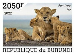 Burundi 2022, Animals, Lion IV, 1val IMPERFORATED - Unused Stamps