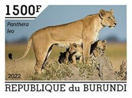 Burundi 2022, Animals, Lions III, 1val IMPERFORATED - Unused Stamps