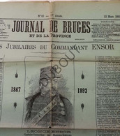 Brugge - Journal De Bruges - 1892 - Fêtes Jubilaires Du Commandant Ensor  (V556) - Algemene Informatie