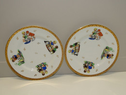 * 2 PETITES ASSIETTES PORCELAINE CHASTAGNER LIMOGES Déco D'enfants Chiens 1930  E - Limoges (FRA)