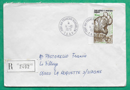 YT N°55 POSTE AERIENNE TAAF ELEPHANT DE MER BDF RECOMMANDE PORT AUX FRANCAIS KERGUELEN POUR LA ROQUETTE SUR SIAGNE 1979 - Used Stamps
