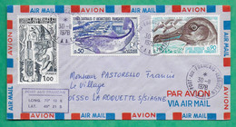 YT N°70 + 71 + 72 TAAF LETTRE PAR AVION PORT AUX FRANCAIS KERGUELEN POUR LA ROQUETTE SUR SIAGNE 1978 COVER FRANCE - Gebruikt