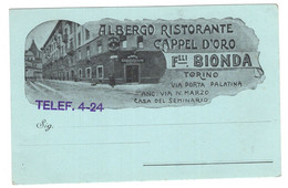 16528 "ALBERGO RISTORANTE CAPPEL D'ORO-F.LLI BIONDA-TORINO"-VERA FOTO-CART. POST. NON SPED. - Cafés, Hôtels & Restaurants