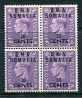 British Occ. Italian Colonies - Somalia - 1948 B.M.A. - 30c On 3d Pale Violet Block Of 4 LHM (SG S14) - Somalie