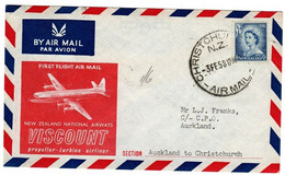 New Zealand 1958  First Flight Auckland-christchurch,souvenir Cover - Cartas & Documentos