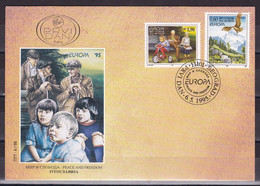 Yugoslavia 1995 Europa CEPT Peace And Freedom Eagles Birds Bicycle FDC - Covers & Documents