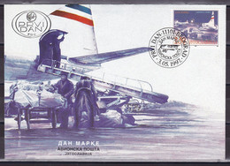 Yugoslavia 1997 Stamp Day Transport Airplanes FDC - Covers & Documents
