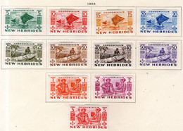 NUEVAS HÉBRIDAS – NEW HEBRIDES Serie Completa X 11 Sellos Nuevos PIRAGUA A VELA 1953 – Valorizada En Catálogos € 73,00 - Neufs