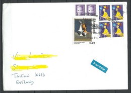 DENMARK Dänemark 2022 Air Mail Cover To Estonia Tivoli As 4-block Art Kunst Queen - Lettres & Documents