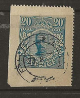 Sweden Sverige   King Gustav V   Imprinted Stamp From Card   20 øre Blue   Cancelled - Collections