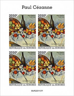 Burundi 2022, Art, Cezanne II, Fruit, 4val In BF IMPERFORATED - Ungebraucht