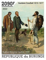 Burundi 2022, Art, Coubert, Dog, 1val IMPERFORATED - Neufs