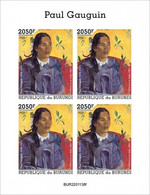 Burundi 2022, Art, Gauguin, 4val In BF IMPERFORATED - Unused Stamps