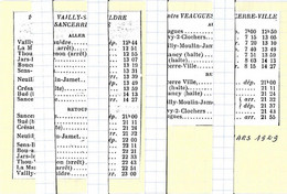 18 Cher - Horaires Trains Chemin Fer économiques - Vailly Sur Sauldre - Sancerre Ville - 24 Mars 1929 - Europe