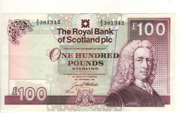 SCOTLAND 100 Pounds  P358b "Royal  Bank Of Scotland"  Dated 30th September 1998  ( Lord Ilay+Balmoral Castle ) - 100 Pounds