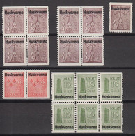 1945. SVERIGE. HUSKVARNA LOKALT 9 Ex 4 öre + 2 Ex 8 ÖRE + 6-block 15 öre All Never Hinged Stamps.  - JF520101 - Local Post Stamps