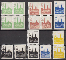 1945. SVERIGE. VÄSTERÅS LOKALPOST. 7 Ex 8 ÖRE + 8 Ex 4 öre + Pair 30 öre PAKET All Never Hinged. One 4 öre... - JF520113 - Local Post Stamps