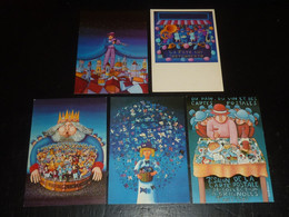 SLOBODAN; LOT DE 5 CARTES DONT UNE SIGNE ET LIMITEE A 1250ex & UNE LIMITEE A 2000ex - THEME ILLUSTRATEUR (C.B) - Slobodan