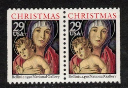 MADONNA PAINTING GEMÄLDE PEINTURE BELLINI CHRISTMAS WIECHNACHTEN NOEL USA 1992 SCOTT 2710 PAIR MNH - Cuadros