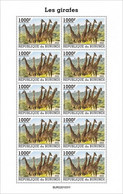 Burundi 2022, Animals, Giraffes, Sheetlet - Unused Stamps