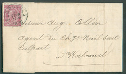 N°46 - 10 Cent. Carmin Obl. Sc FLORENNES Sur Lettre Du 20 Février 1886 Vers Walcourt - 19396 - 1884-1891 Leopold II