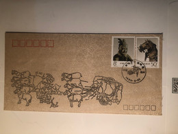 China Silk FDC 1990 The Chariots Unearthed From The Mausoleum Of The Emperor Qin Shi Huang - 1990-1999