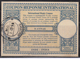 8 Annas, 8as, UPU International Reponse / Reply Coupon, India Used - Unclassified