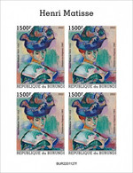 Burundi 2022, Art, Matisse, 4val In BF IMPERFORATED - Ongebruikt