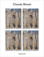 Burundi 2022, Art, Monet III, Cathedral, 4val In BF IMPERFORATED - Ongebruikt