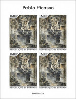 Burundi 2022, Art, Picasso II, 4val In BF IMPERFORATED - Ungebraucht