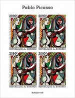 Burundi 2022, Art, Picasso IV, 4val In BF IMPERFORATED - Unused Stamps