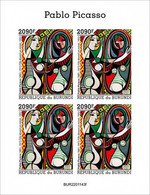 Burundi 2022, Art, Picasso IV, 4val In BF IMPERFORATED - Nuovi