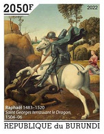 Burundi 2022, Art, Raphael III, Horse, 1val IMPERFORATED - Ungebraucht
