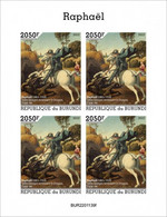 Burundi 2022, Art, Raphael III, Horse, 4val In BF IMPERFORATED - Neufs