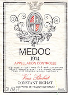 Etiquette Vins Bichat - Médoc - Constant Bichat - France - 1974 - Red Wines