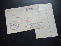 3.Reich Feldpost 2.WK Prag 1940 Roter Stempel L2 Über Deutsche Dienstpost Böhmen / Mähren U. Bataillon Inf. Rgt. Nr. 111 - Covers & Documents