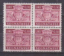 Y9374 - SAN MARINO TASSE Ss N°70 - SAINT-MARIN TAXE Yv N°68 ** Quartina Bloc - Timbres-taxe