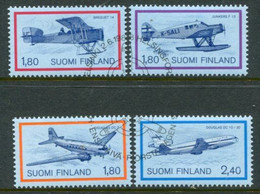 FINLAND 1988 FINLANDIA '88: Mail Planes Singles Ex Block Used.  Michel 1053-56 - Used Stamps