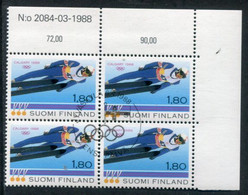 FINLAND 1988 Winter Olympics Medal Winner Block Of 4 Used.  Michel 1049 - Usados